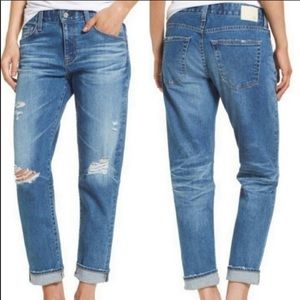 AG Ex Boyfriend Slouchy Slim Distressed Jeans Blue